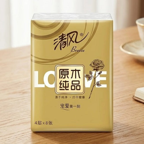 breeze love pure wood pulp 4-ply pocket facial tissue paper white color 4 ply x 8 sheets china