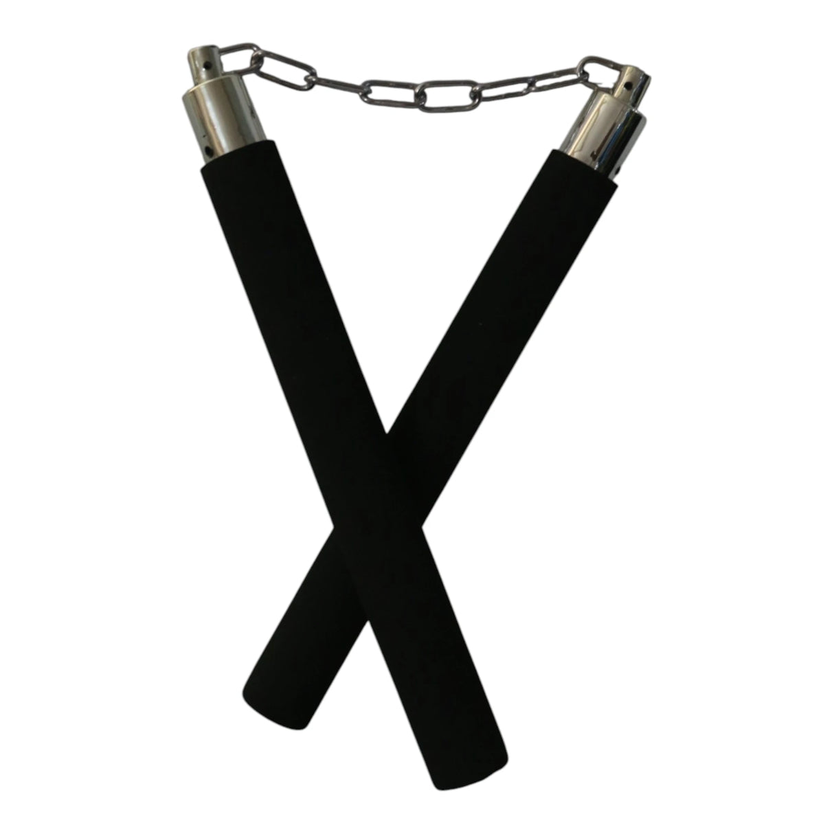 Foam Grip Nunchaku – Steel Chain Nunchucks with Chrome Metal Caps for Karate & Kung Fu Training