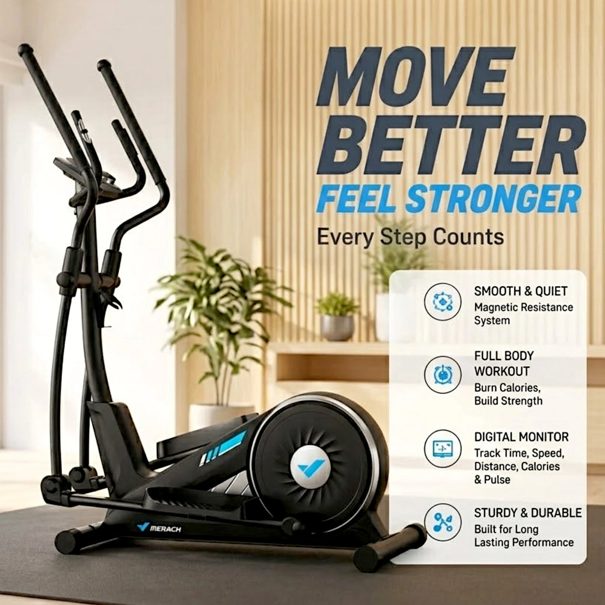 Elliptical BIKE Machine | Smooth & Quiet Magnetic System | Calorie & Pulse Tracker