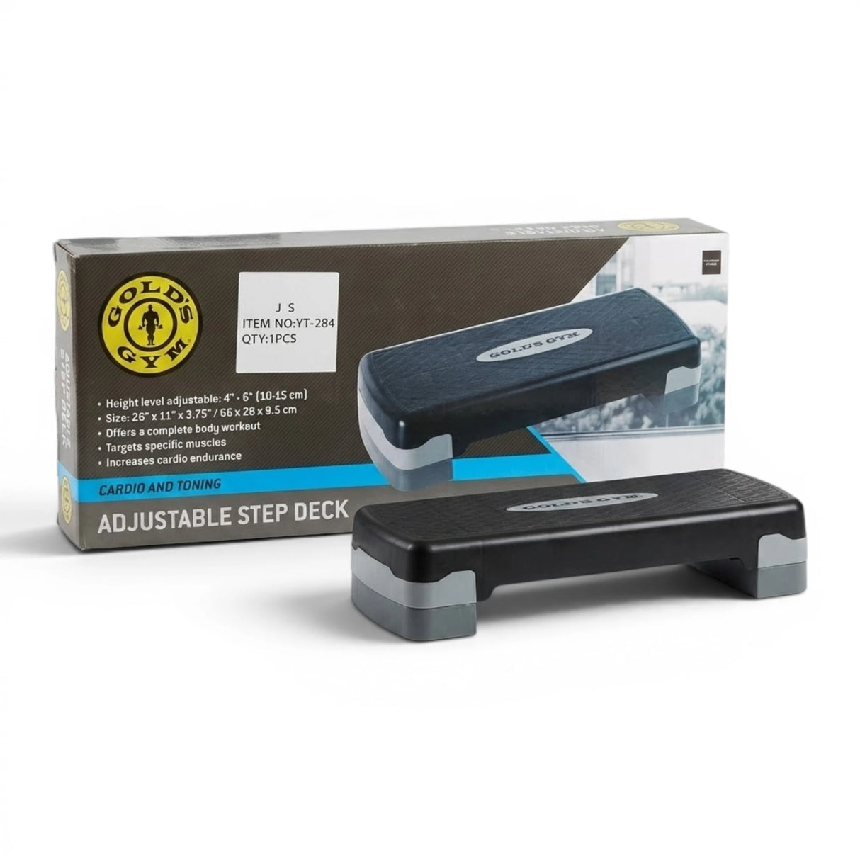 Gold's Gym Adjustable Step Deck – Aerobic Cardio Stepper for Home Workout 68 CM
