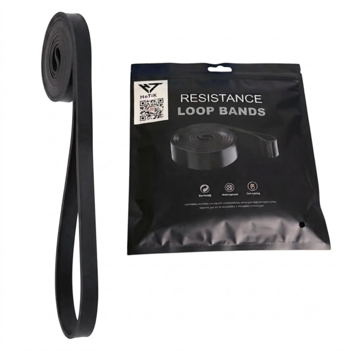 HoTiK Resistance Loop Band – Heavy Duty Pull Up & Fitness Band Black 4.5X22MM