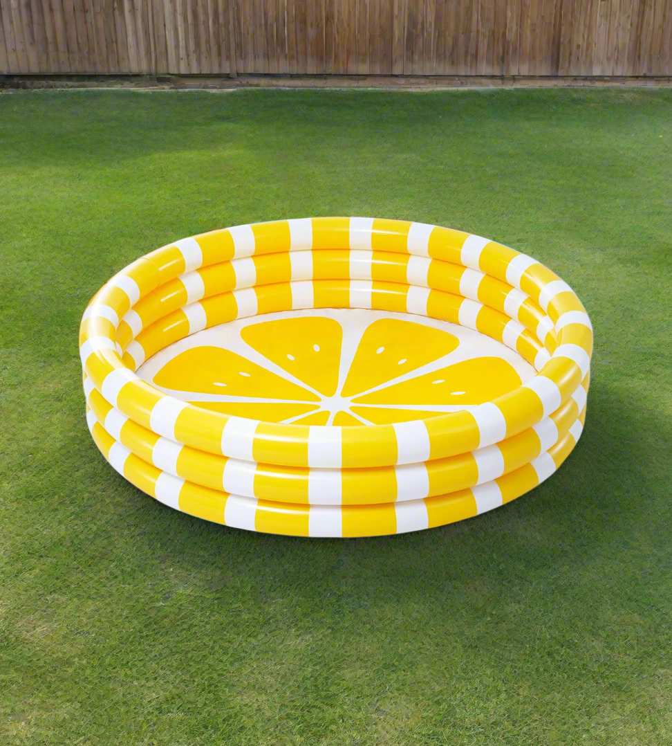 intex wet set collection inflatable kids swimming pool yellow & white round 58"x13"