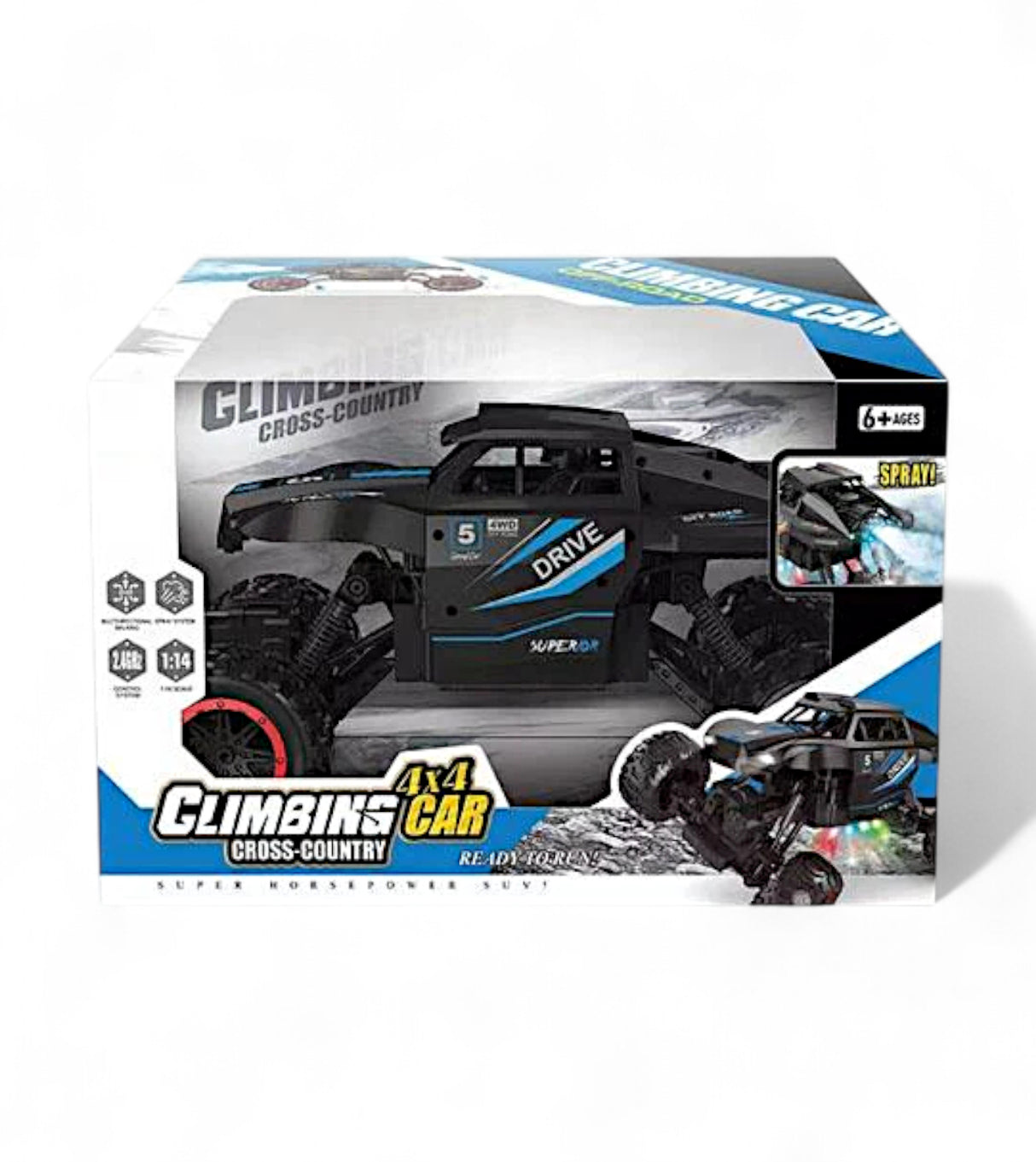 remote control climbing car chargeable 1:14 with spray, music,light & usb t132