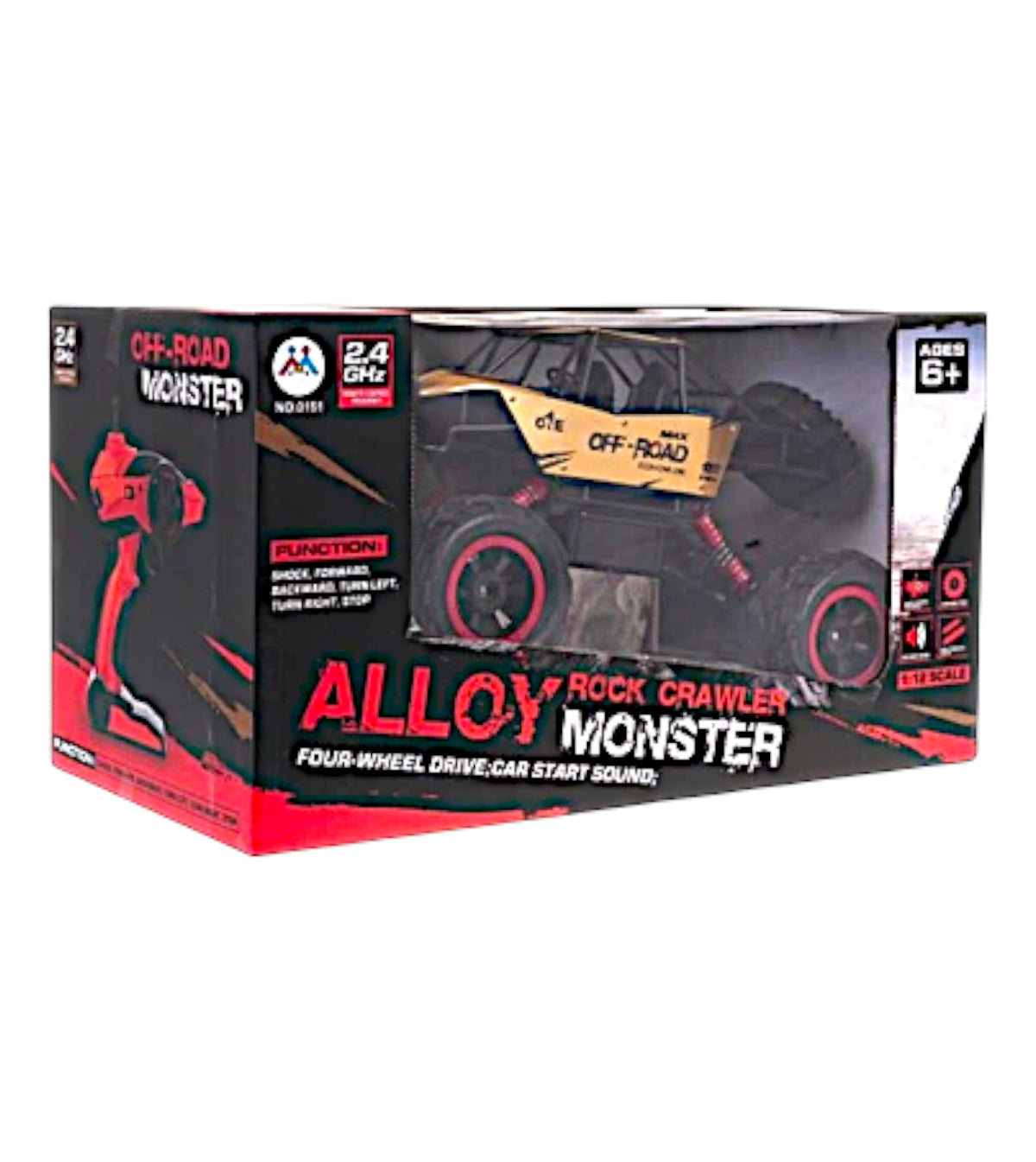 remote control alloy monster crawler 4x4 chargeable with music, light , & usb t577
