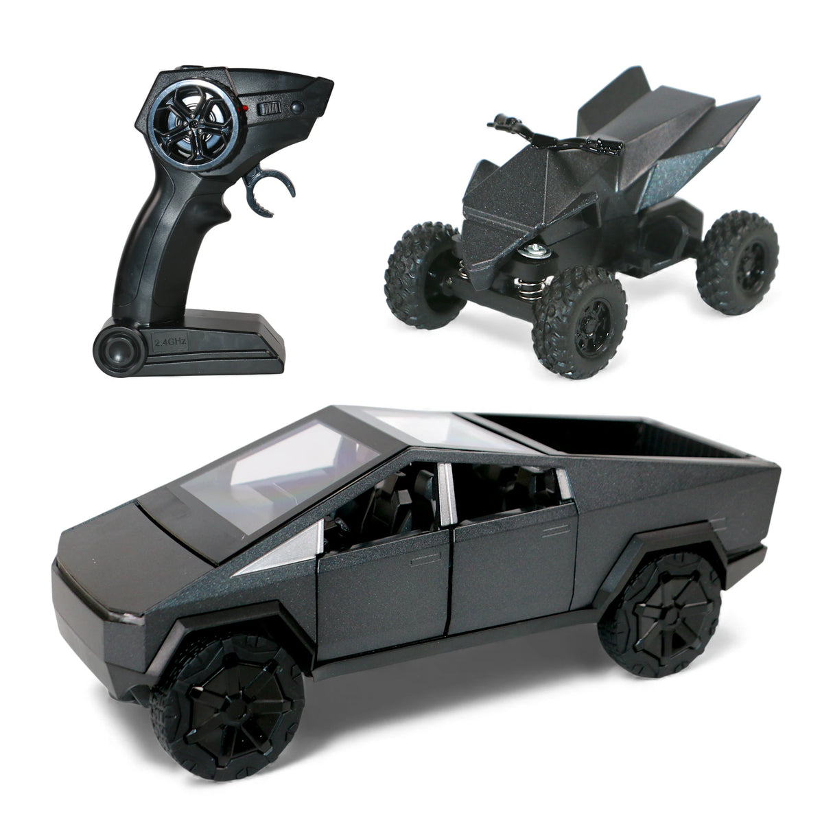 die-cast metal tesla cyber truck 1:24 model with trailer , music & lights t019