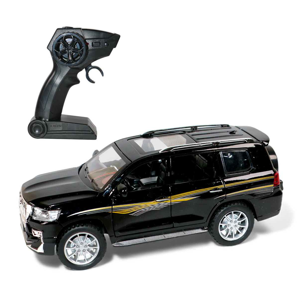 remote control metal toyota land cruiser prado 1:24 chargeable with lights music & usb t045