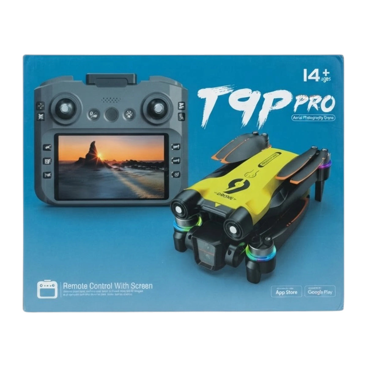remote control t9p pro drone chargeable with dual camera with lights