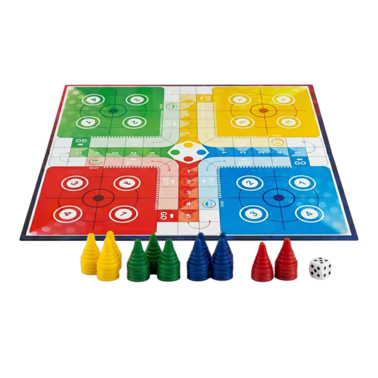 Extra Large 6-Player Double-Sided Folding Ludo Board Game - Complete Set with Gote and Dice