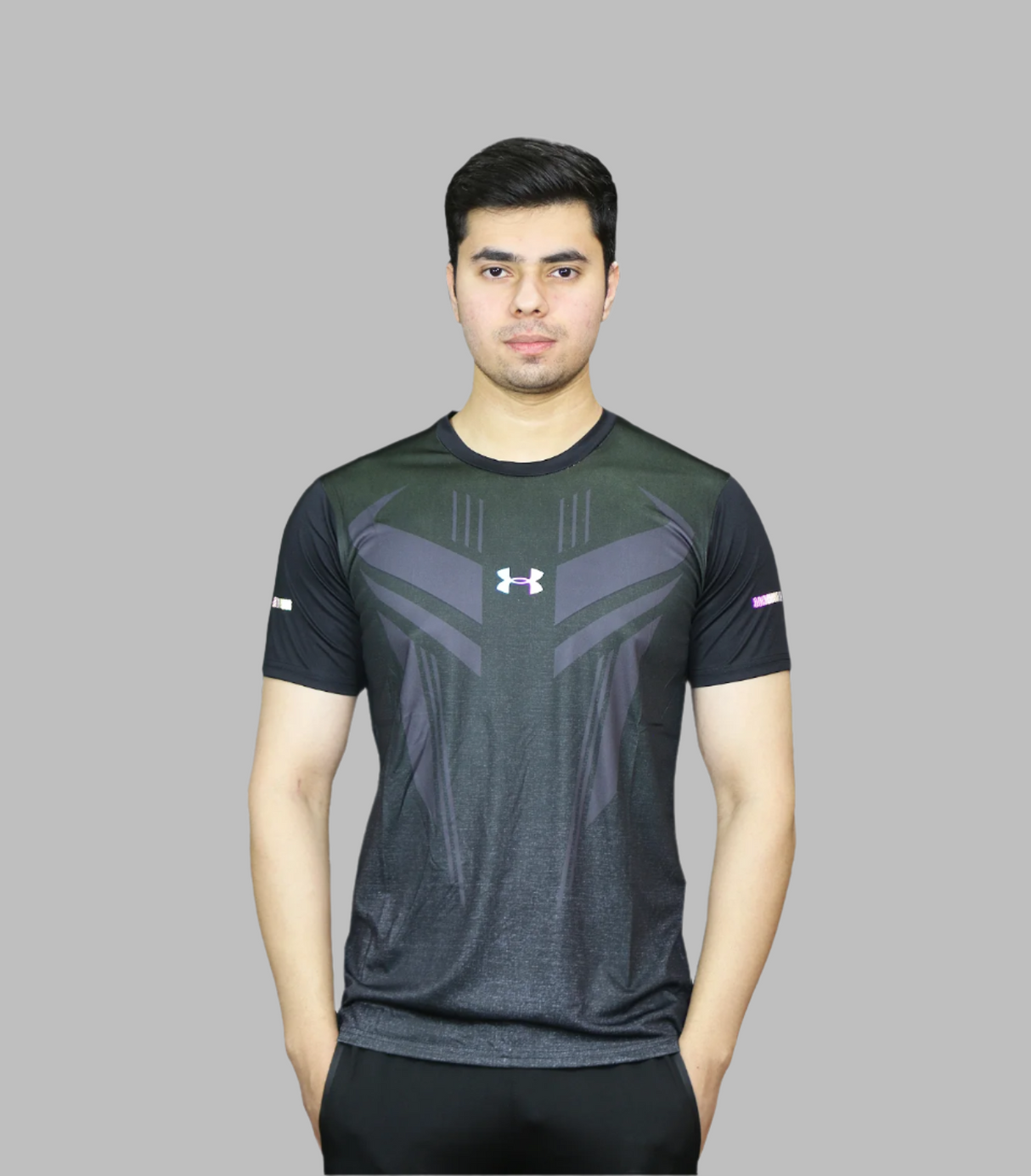 t shirt half sleeves under armour black 313