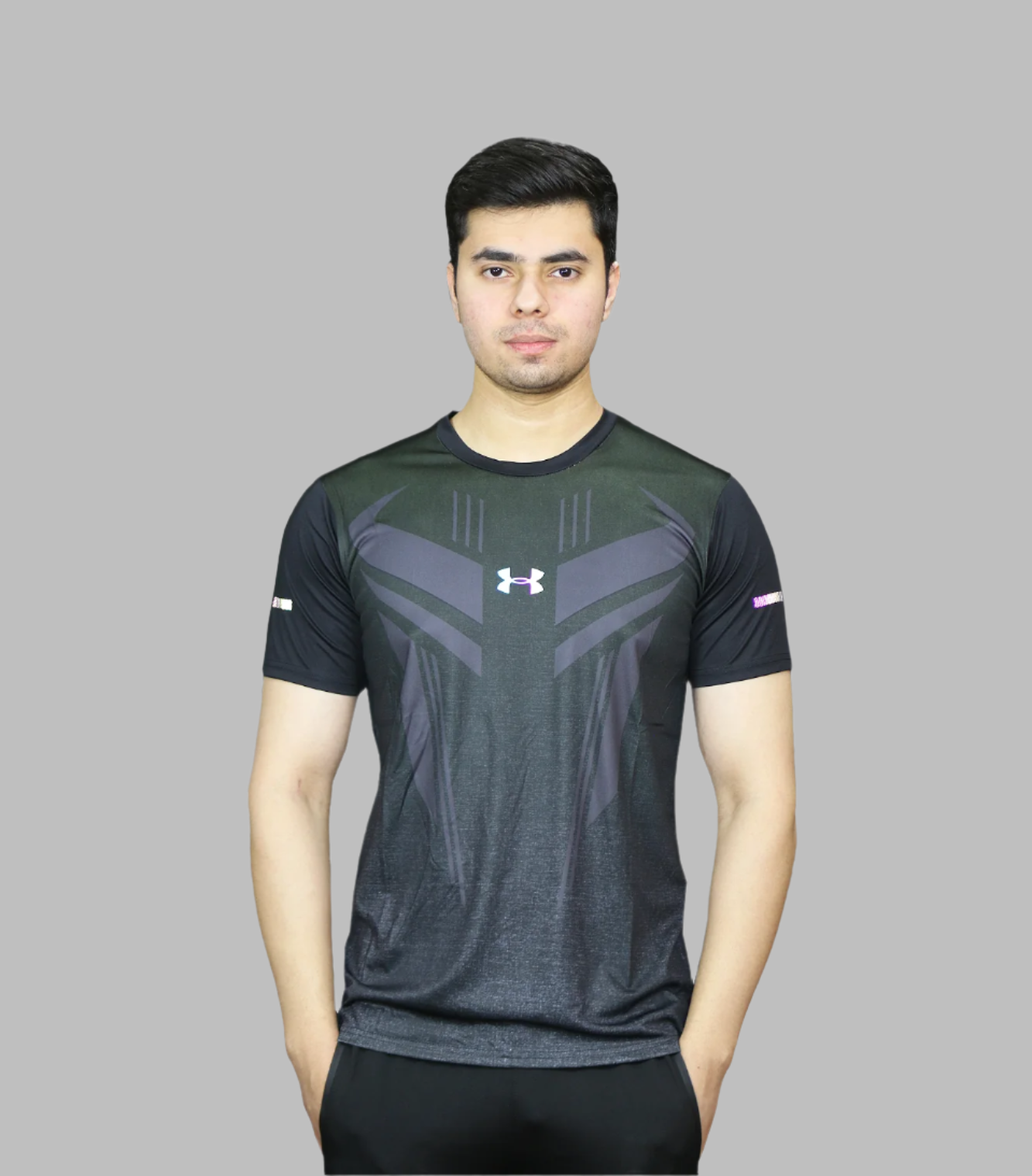 t shirt half sleeves under armour black 313