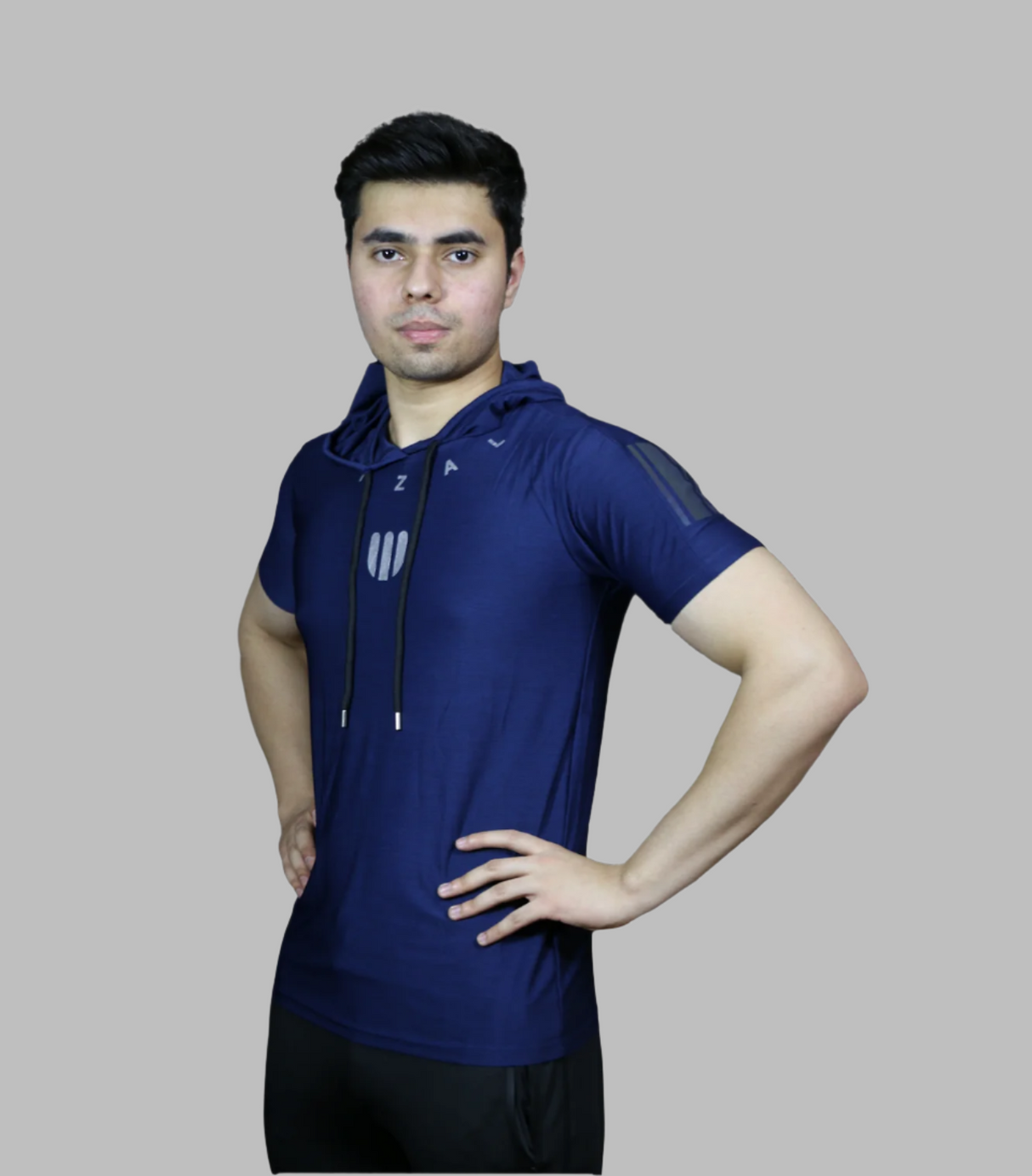 t shirt half sleeves hoody wizal dark blue m001