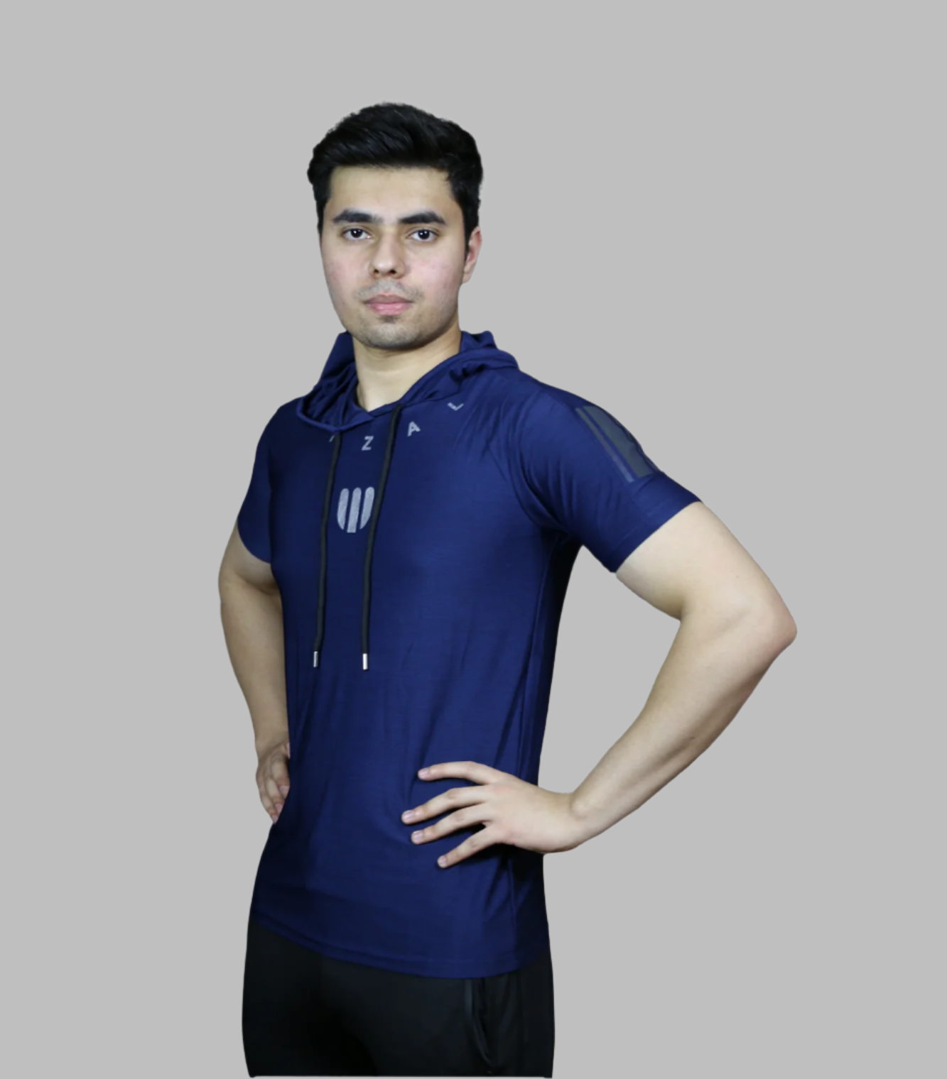 t shirt half sleeves hoody wizal dark blue m001