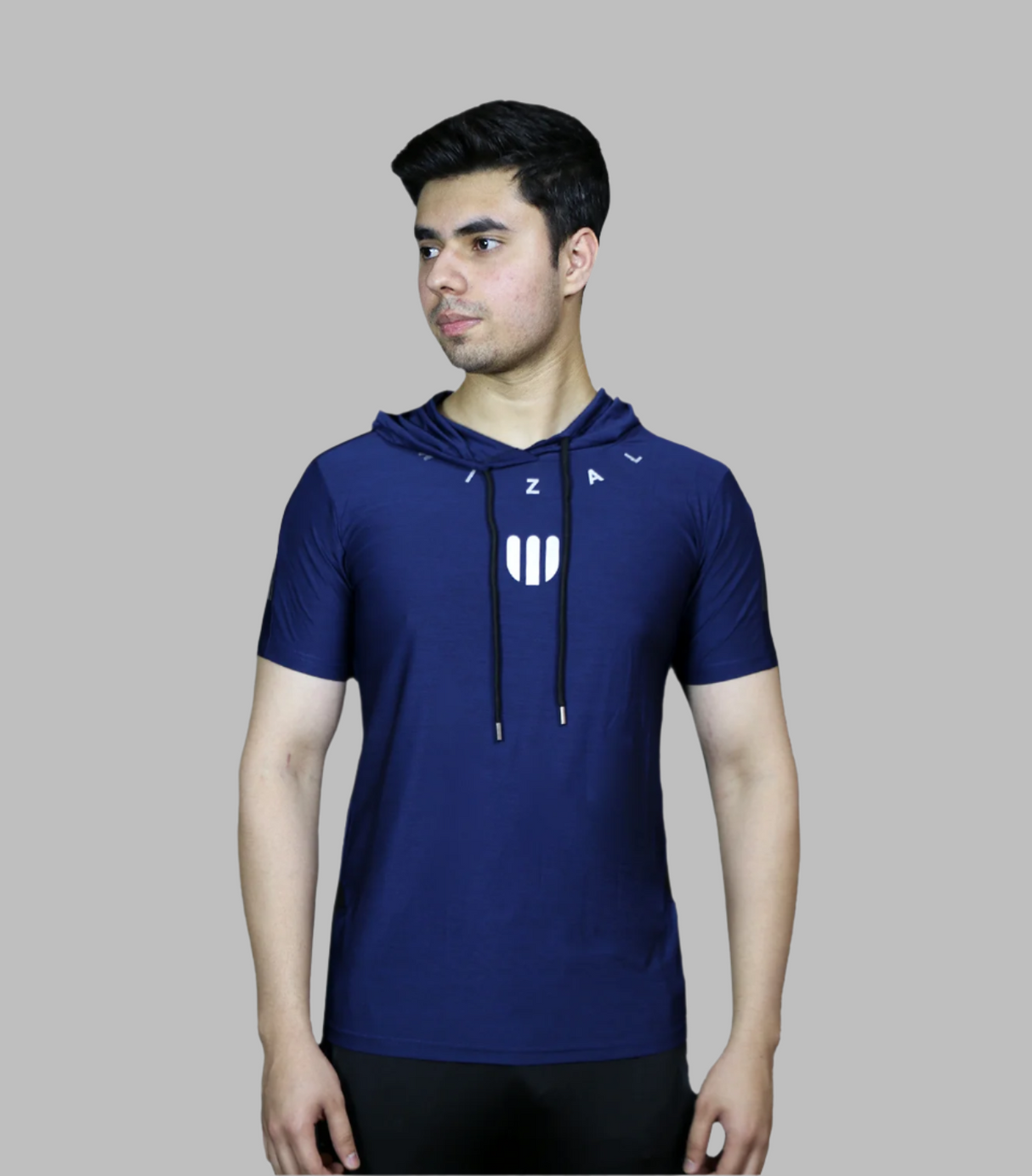 t shirt half sleeves hoody wizal dark blue m001