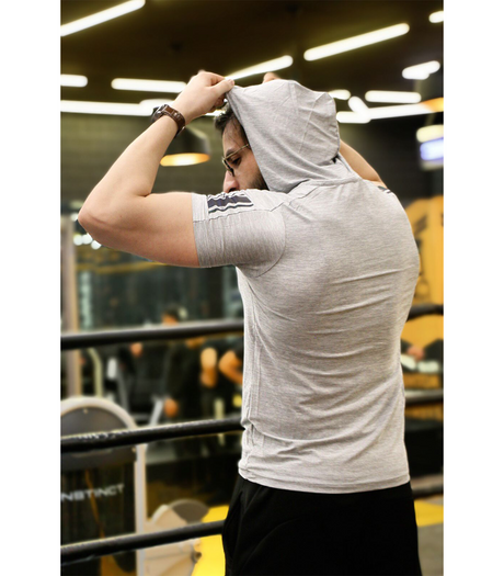 t shirt half sleeve hood wizallight grey m001