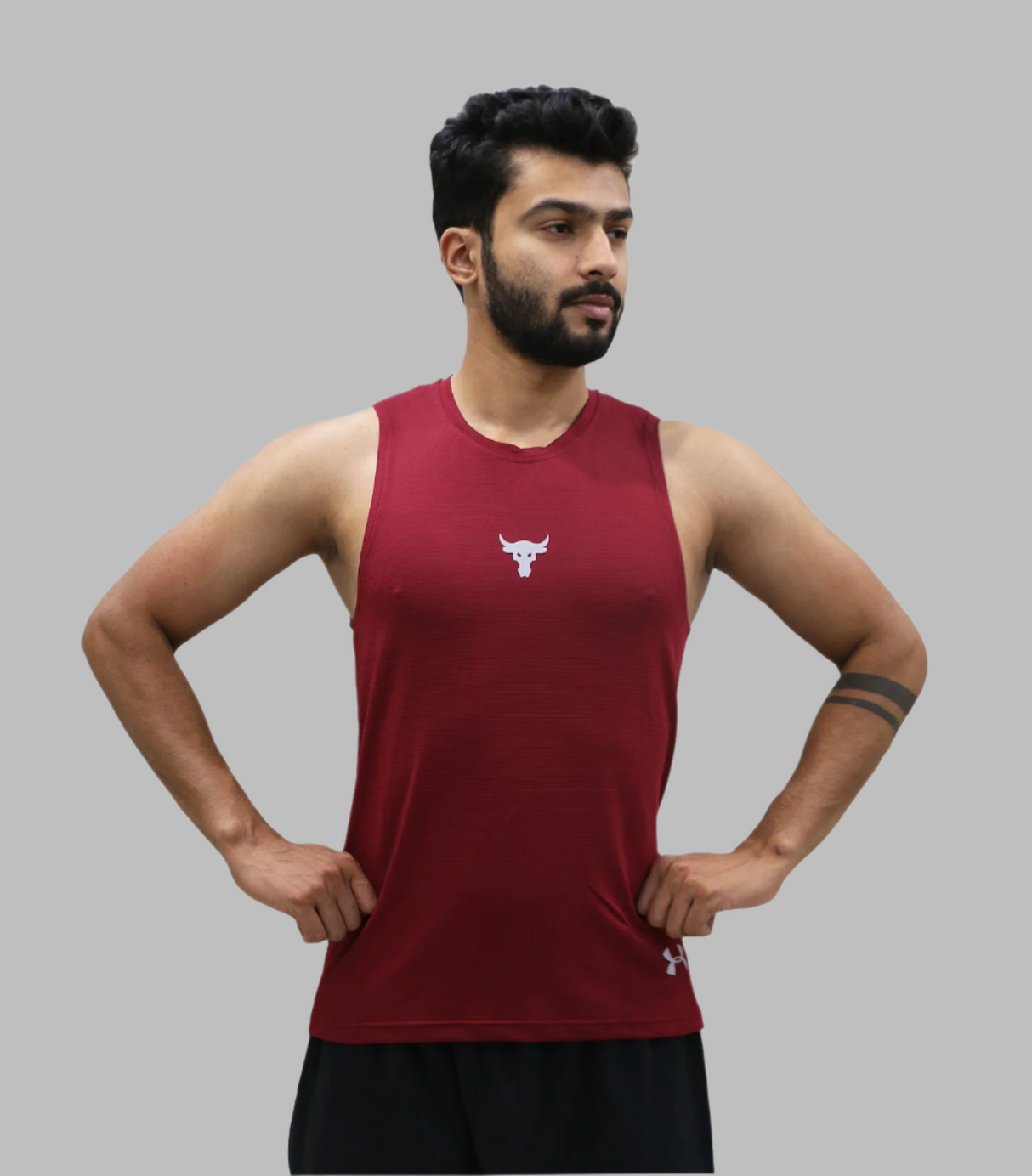 t shirt sleeveless under armour mahroon v502