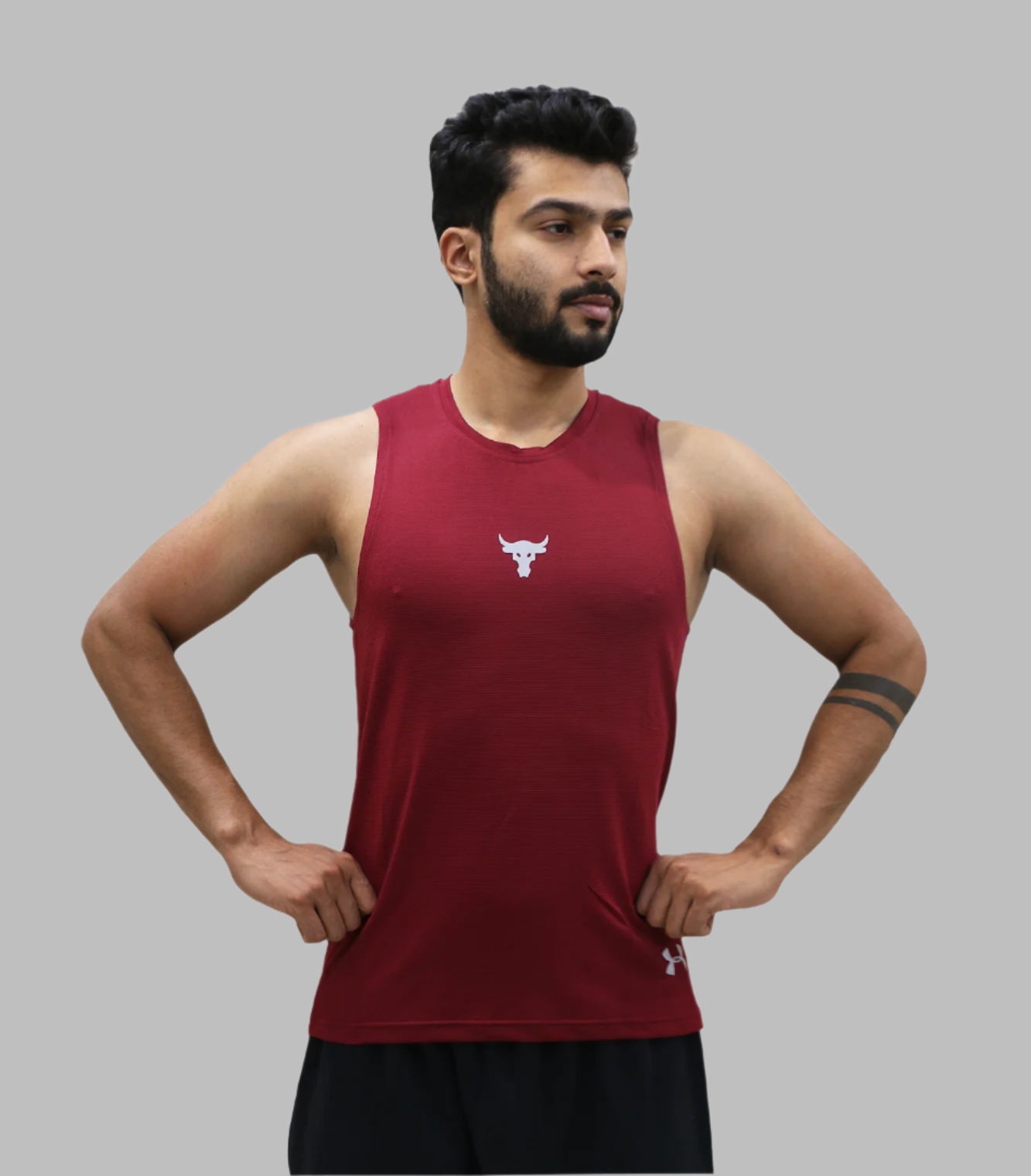 t shirt sleeveless under armour mahroon v502
