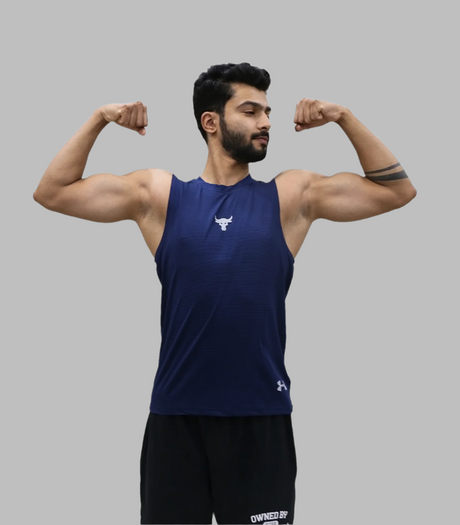 t shirt sleeveless under armour dark blue v502