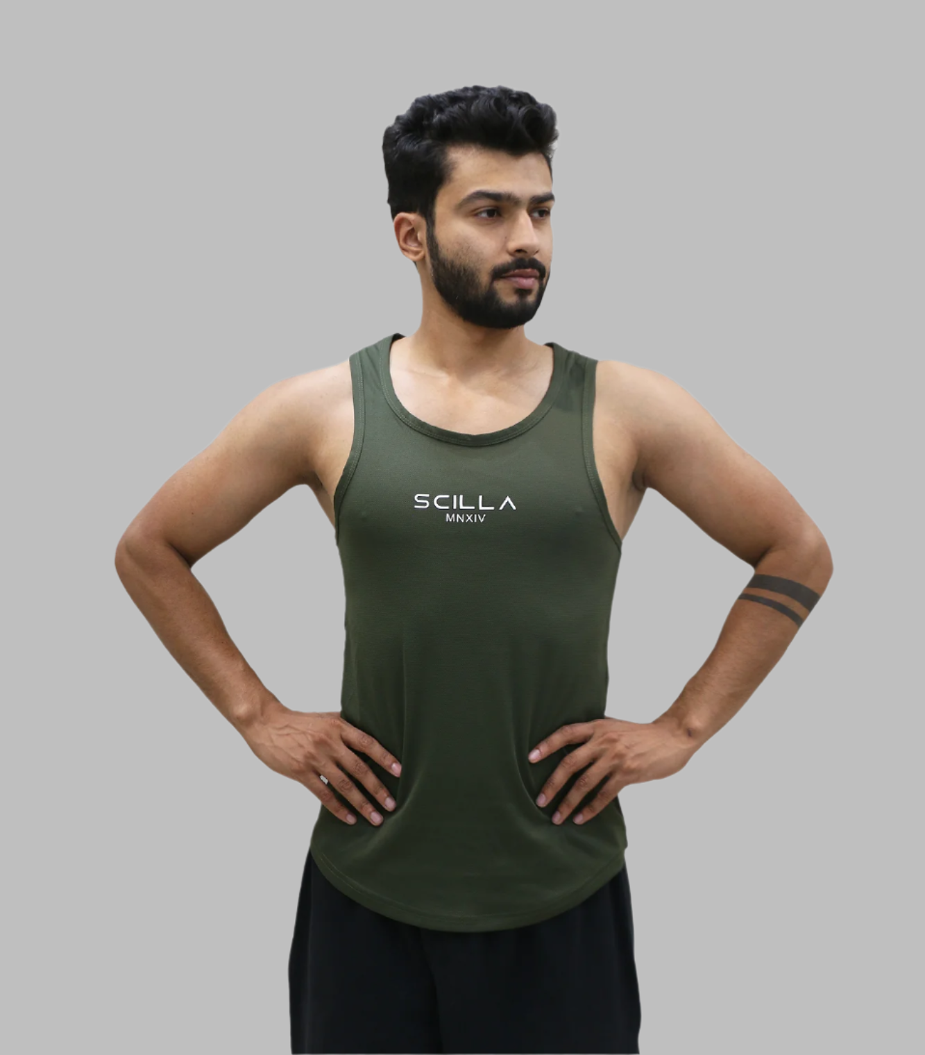 shirt vest scilla sleeve less dark green f2079