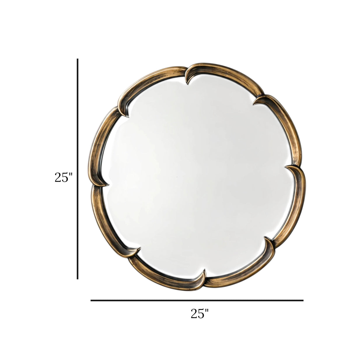 wall mirror resin bronze gold petal scallop curved frame round 25''x25'' china