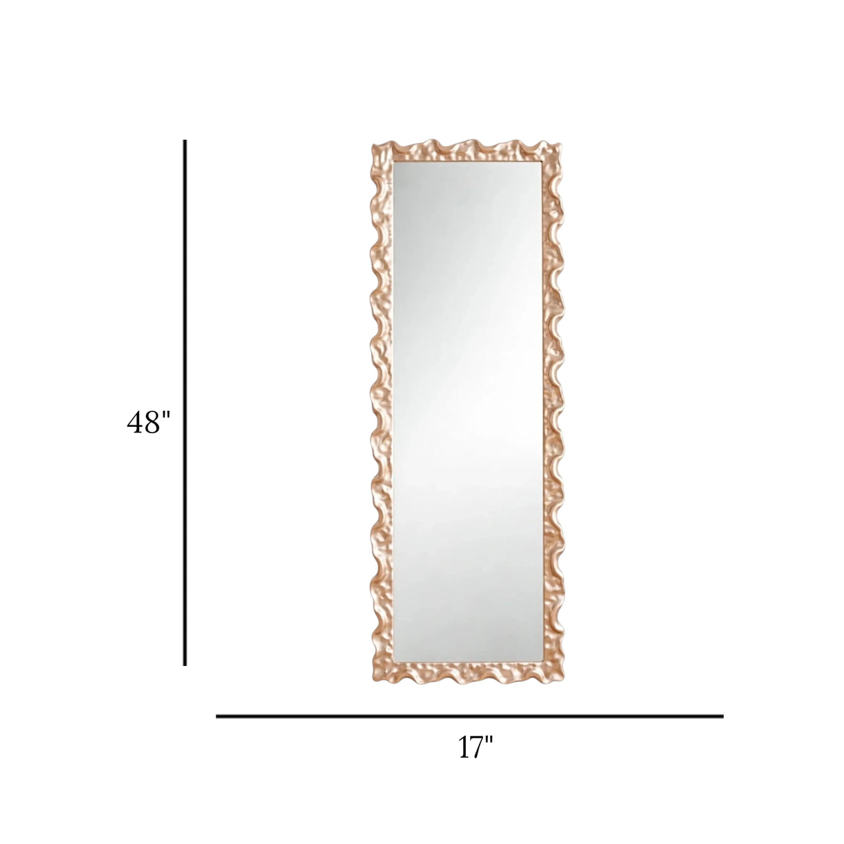 floor mirror resin rose gold wavy ruffle frame full length rectangle 48''x17'' china