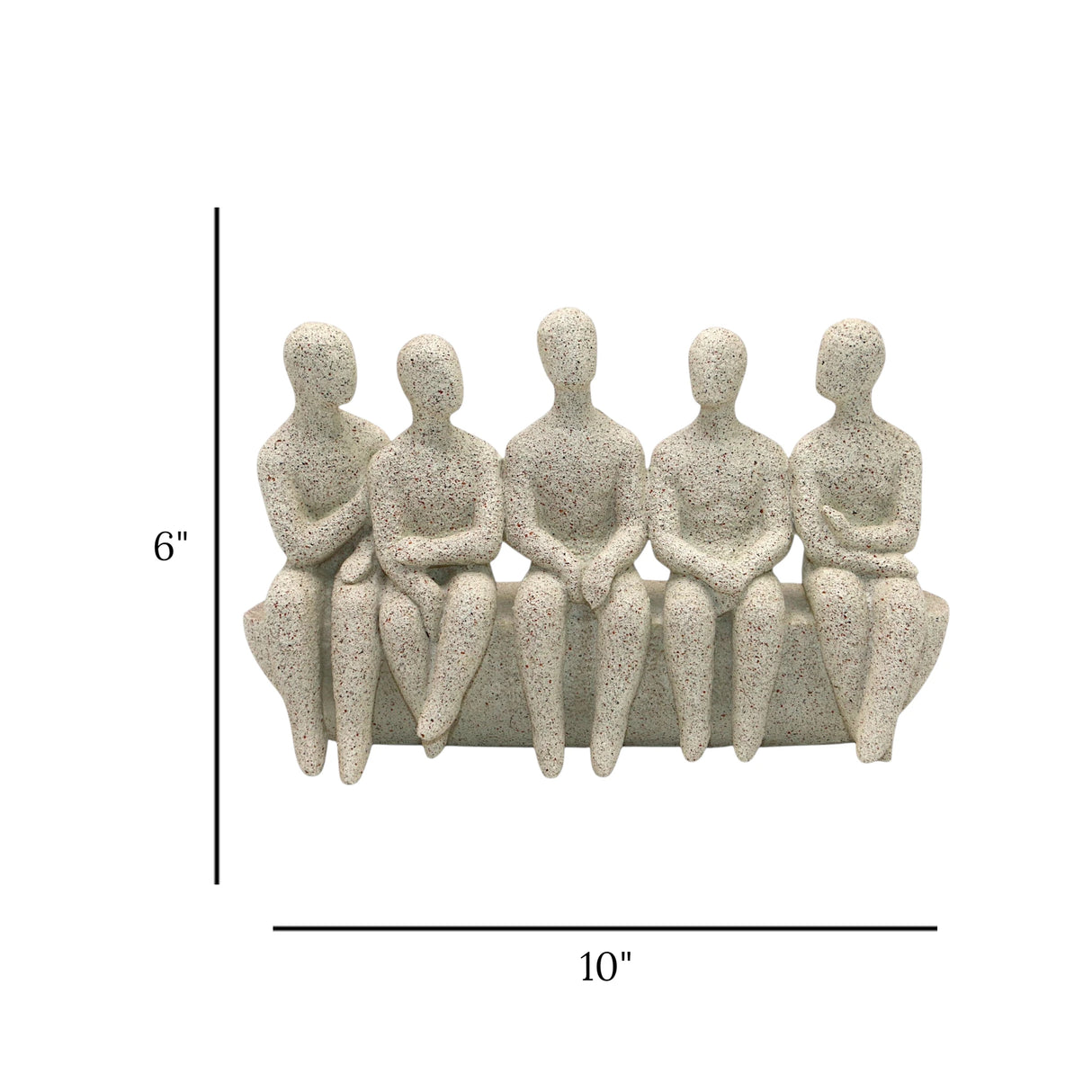 decorative abstract five sitting figures decorative statue resin beige color 10"x6"