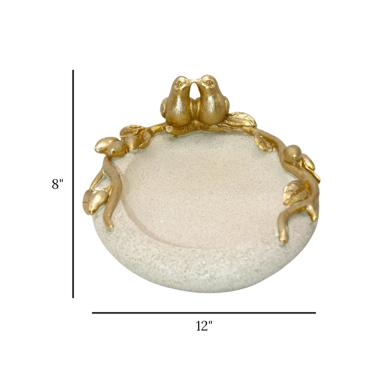 decorative gold love birds branch oval bowl resin beige gold color 12"x8" china