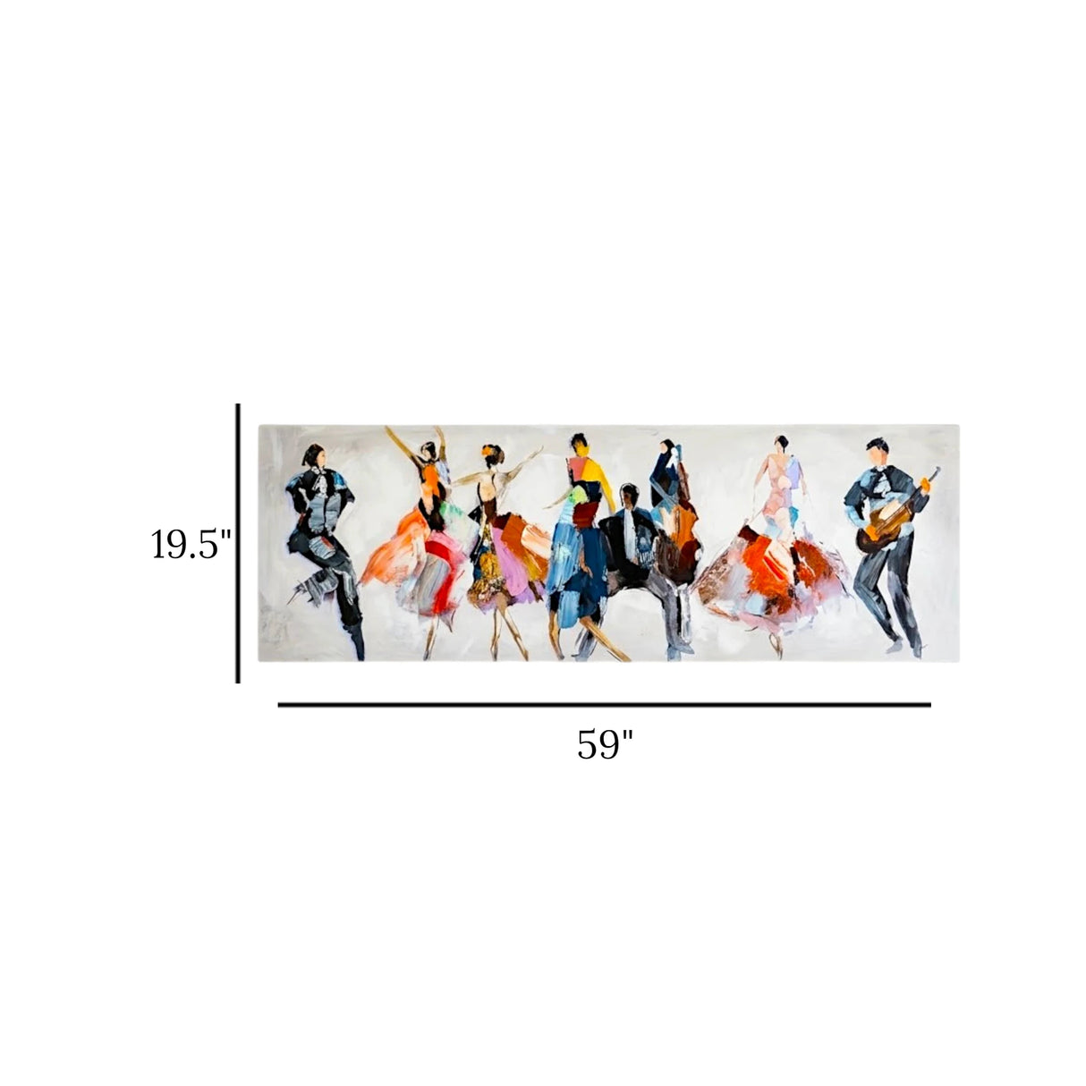 wall art canvas white multicolor dancing musician figure print 19.5''x59'' china