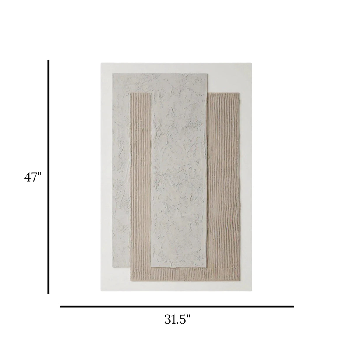 abstract 3d layered ribbed texture framed canvas wall art white & beige color 47"x31.5'' china
