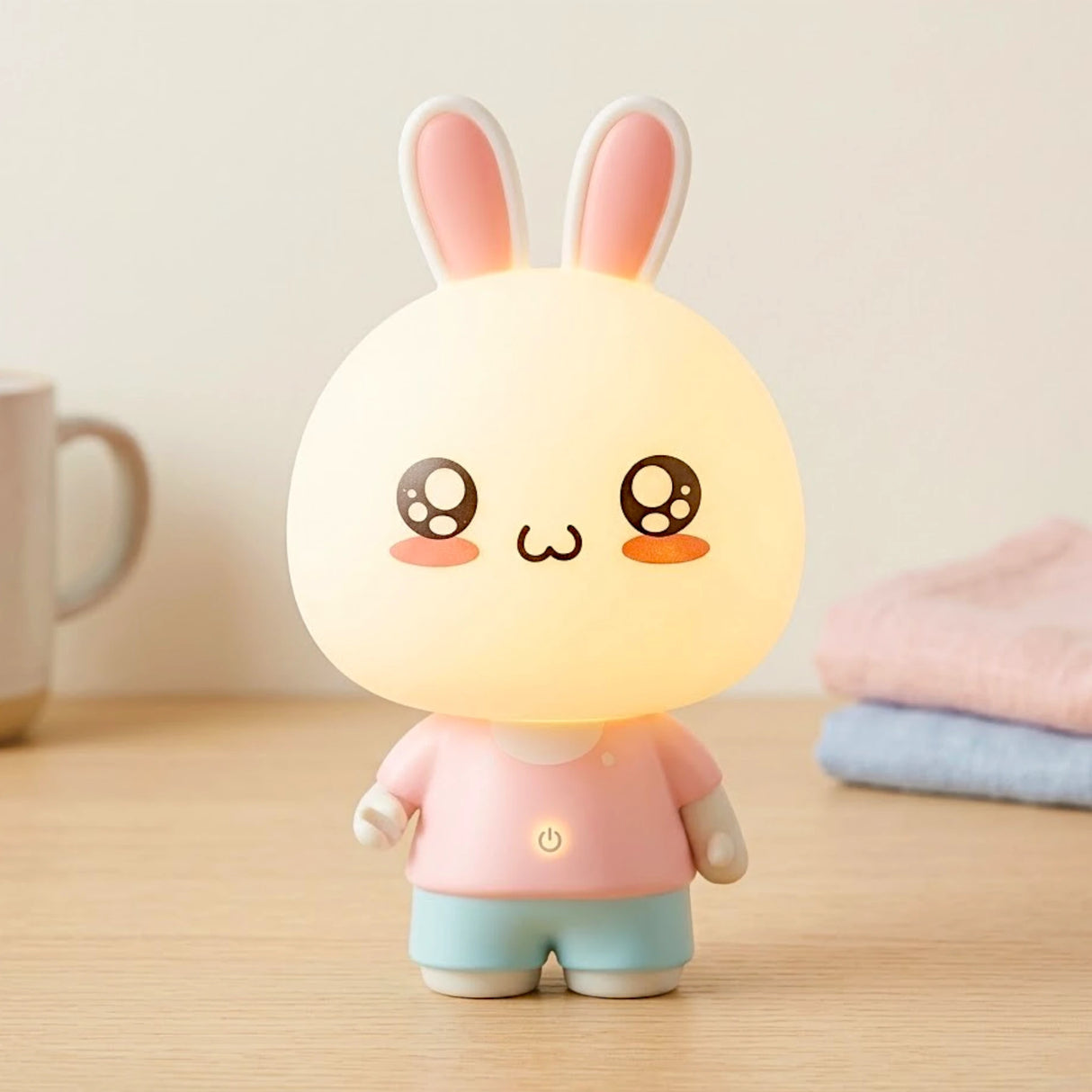 night lamp plastic white pink cute bunny rabbit shape full body china