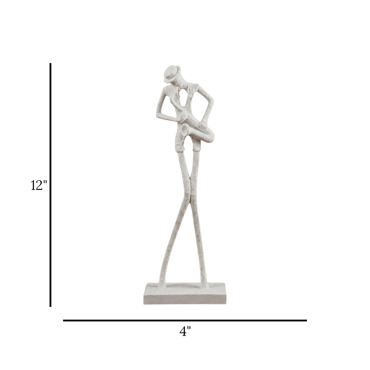 statue tall man playing saxophone white 12''x4'' china