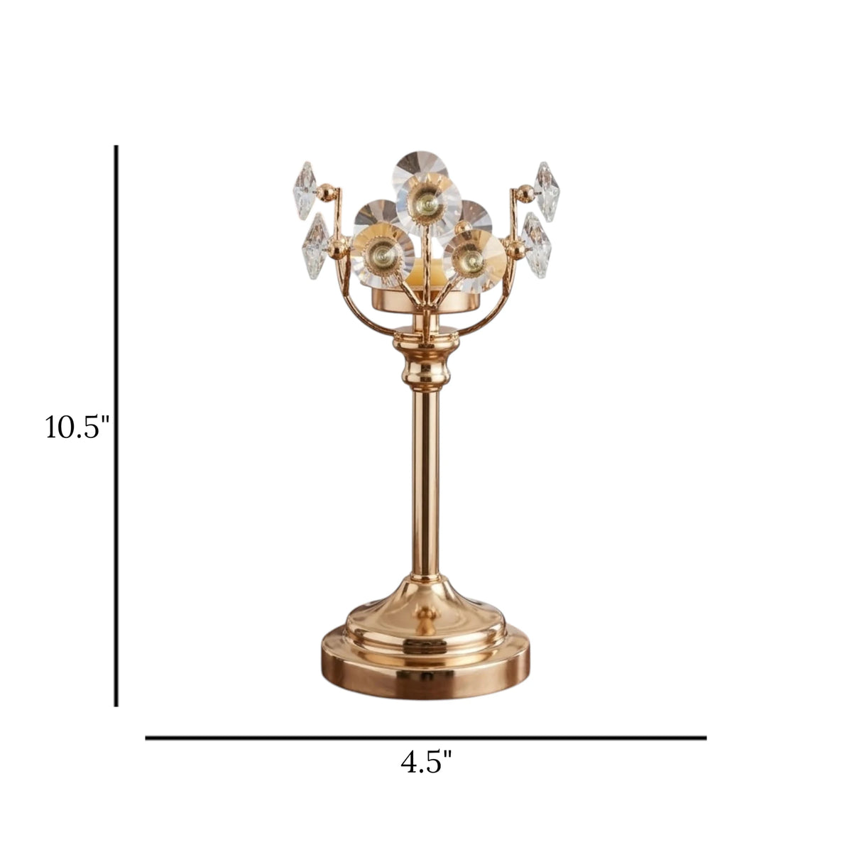 fancy metal candle stand with crystal beads medium 10.5''x4.5'' china