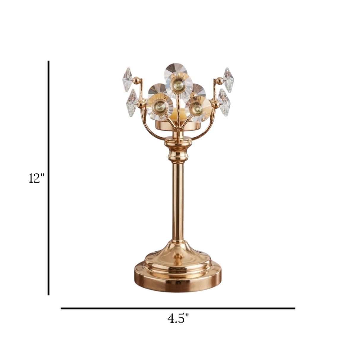 fancy metal candle stand with crystal beads large 12''x4.5'' china