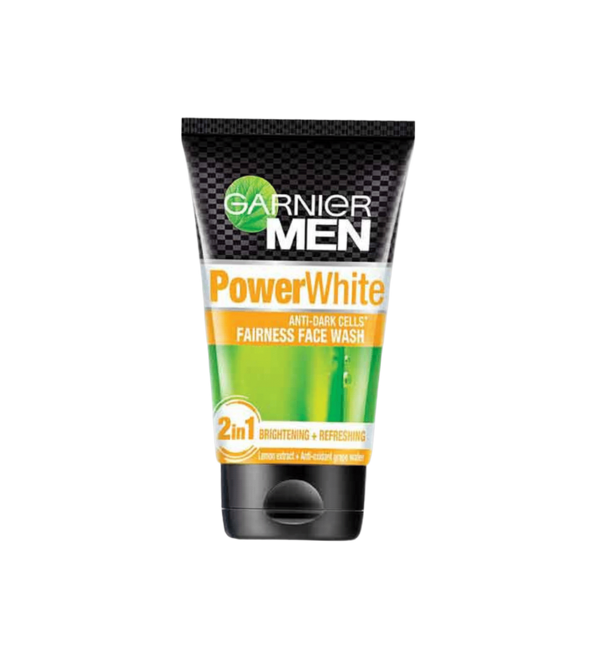 garnier face wash men power white 2 in 1 lemon extract pluse antioxidant grape water 100ml pak