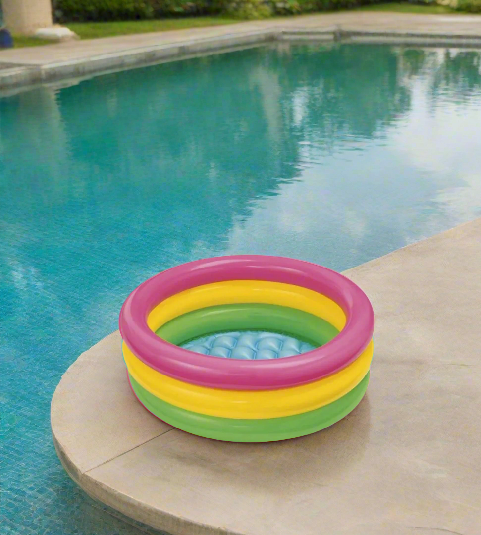 intex wet set collection inflatable kids swimming pool small rainbow round 24"x8.5"