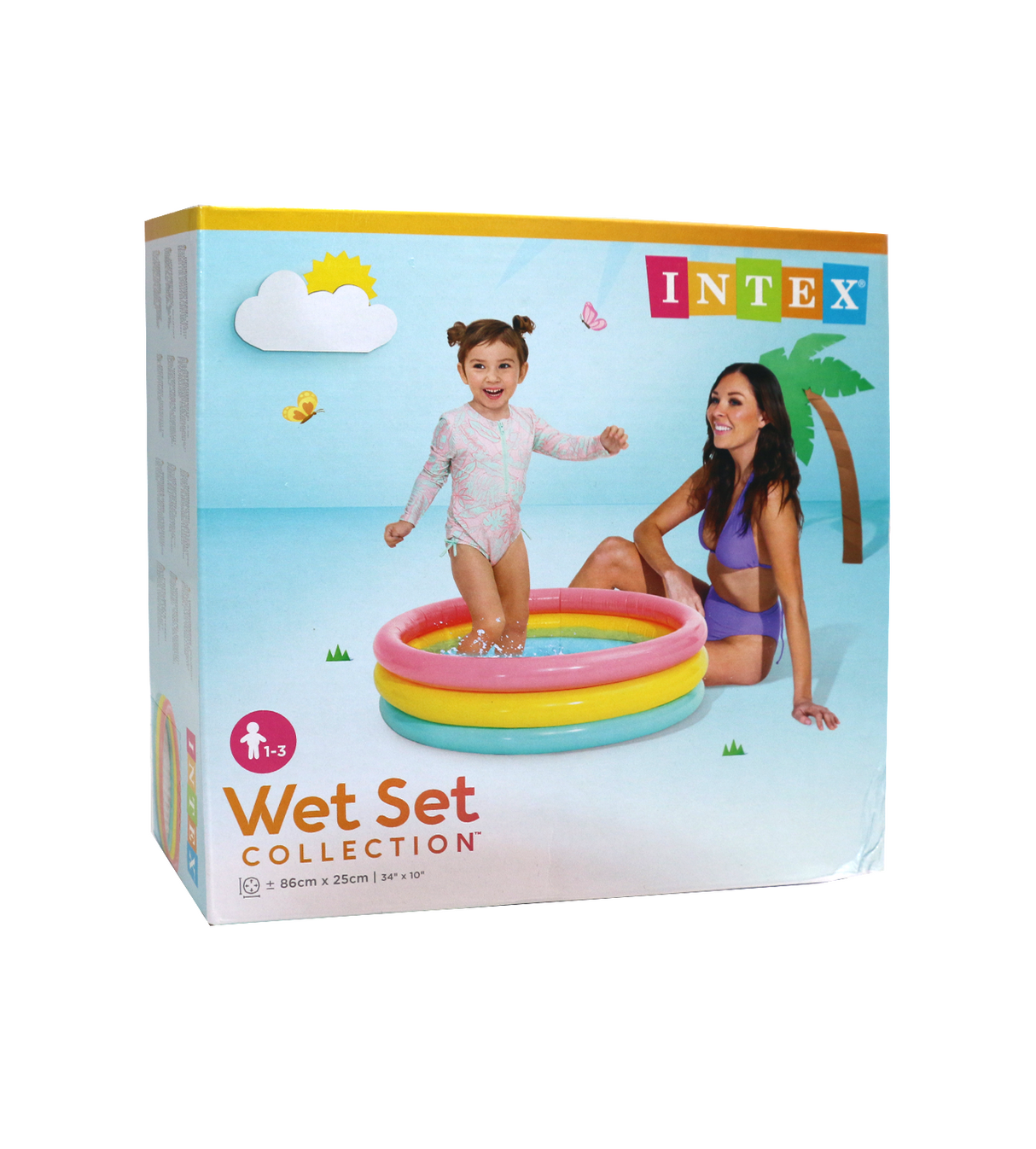 intex wet set collection inflatable kids swimming pool medium rainbow round 34"x10"
