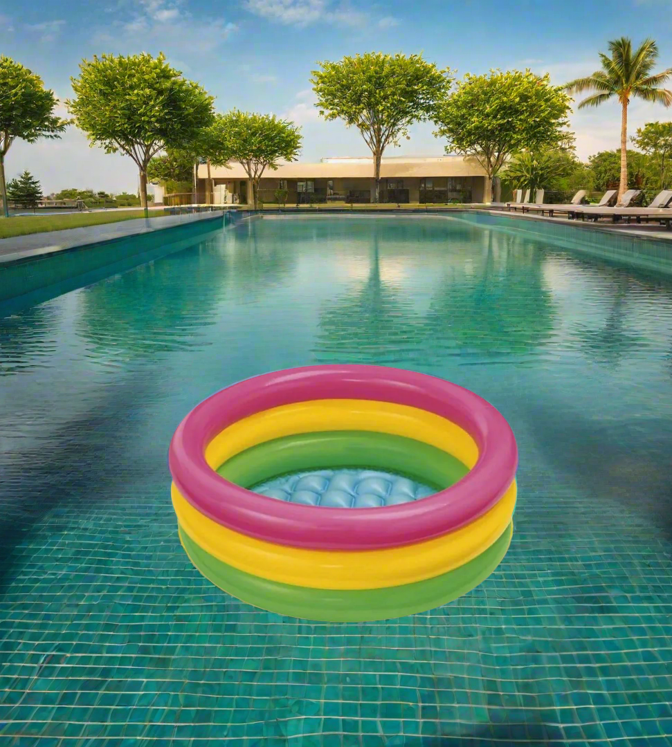 intex wet set collection inflatable kids swimming pool medium rainbow round 34"x10"