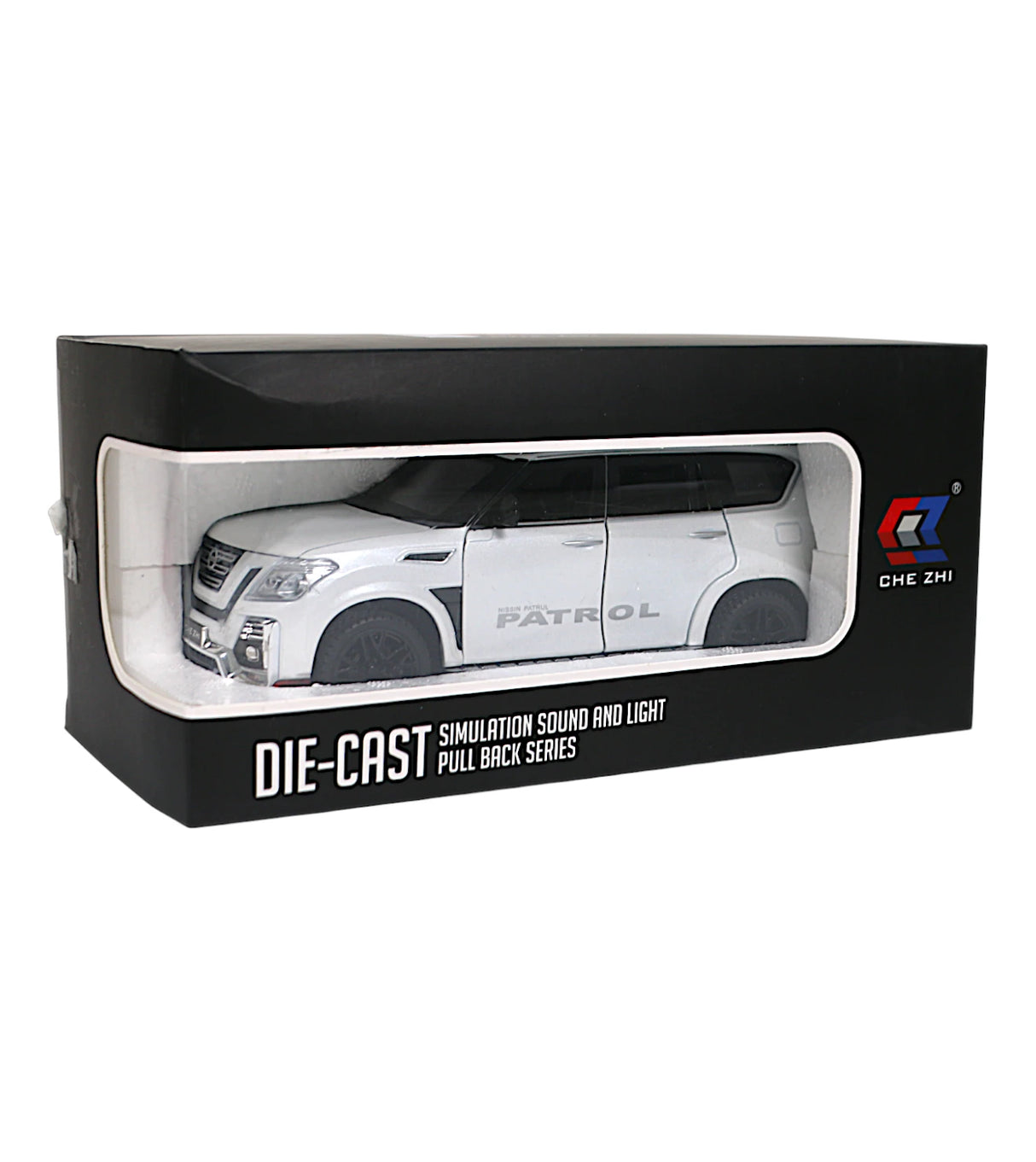 die-cast metal jeep nissan patrol 1:24 model with spray , music , lights & spray