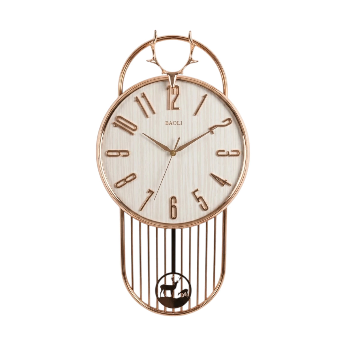 fancy wall clock with pendulum white 26''x12.5'' china