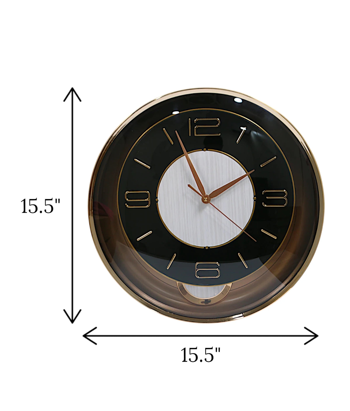 wall clock with pendulum black & white 15.5"x15.5'' china
