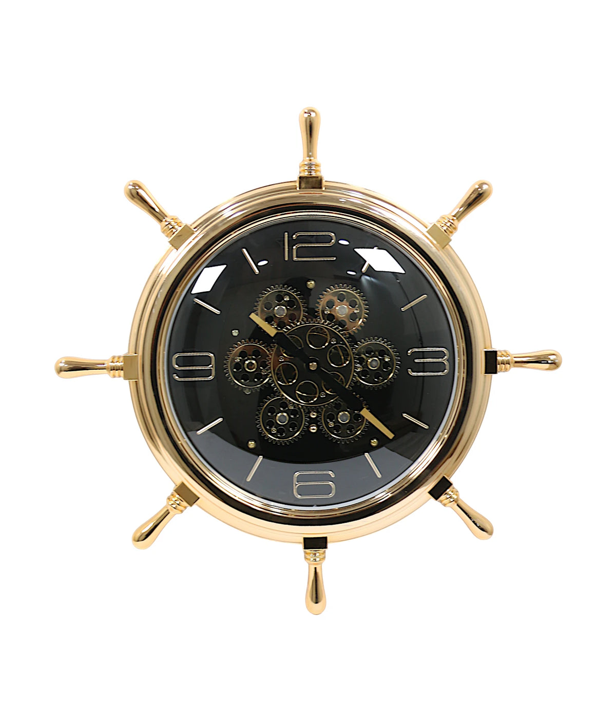 wall clock gear wheel golden & black china "16.5x16.5"