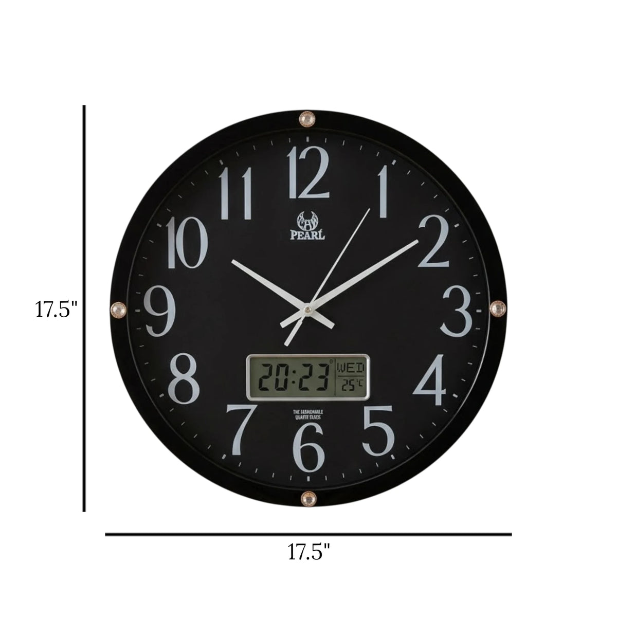 wall clock with digital date black 17.5''x17.5'' china