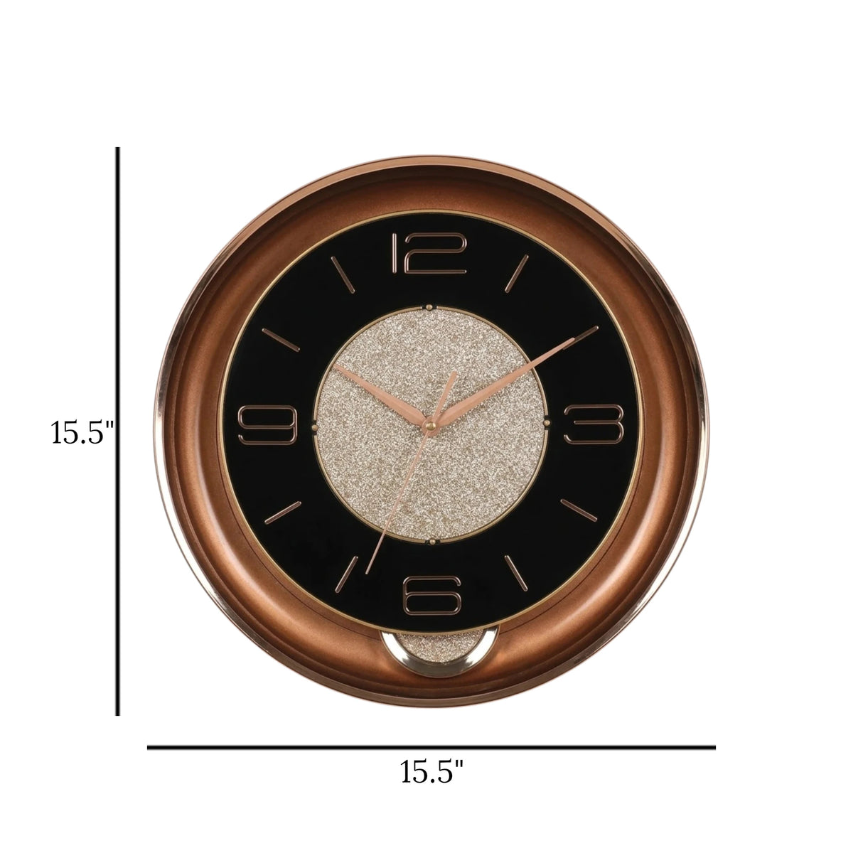 wall clock with pendulum balck & golden 15.5"x15.5'' china