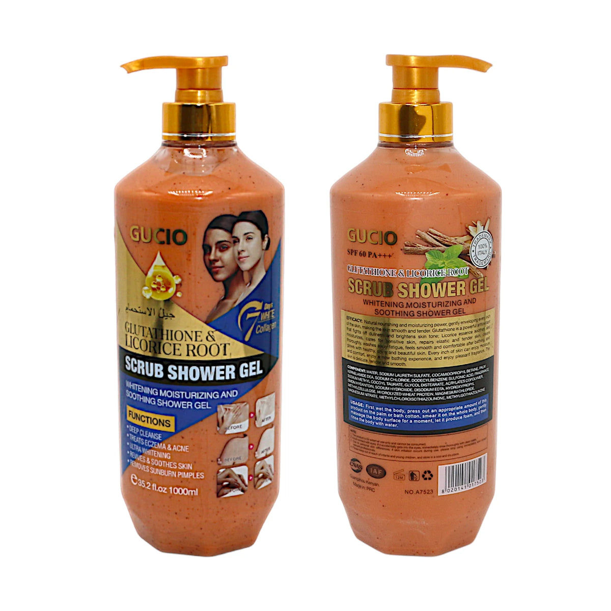 gucio shower gel glutathione & licorice root scrub 1000ml prc KK Mart gucio shower gel glutathione & licorice root scrub 1000ml prc KK Mart