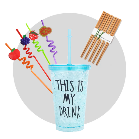 Straw Glass & Chopstick