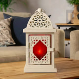 decorative metal hanging lantern off white china