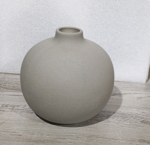 ceramic vase round grey small 4''x3'' china