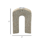 modern arch shape ribbed groove candle holder resin beige color 4"x5" china