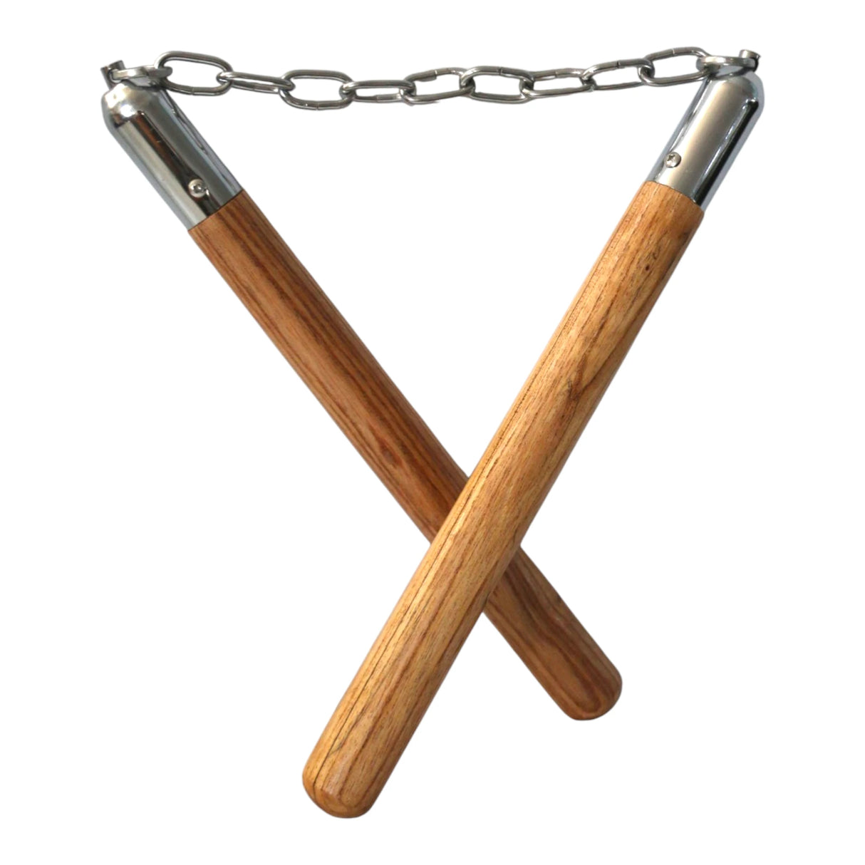Traditional Wood Nunchaku – Chrome Tip Chain Nunchucks