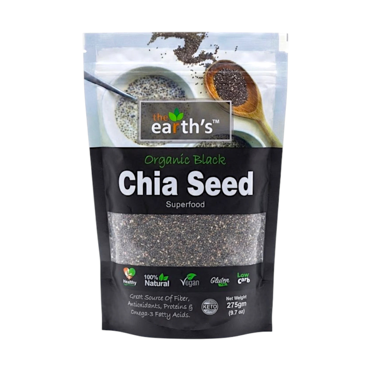 earths chia seed organic black 275g