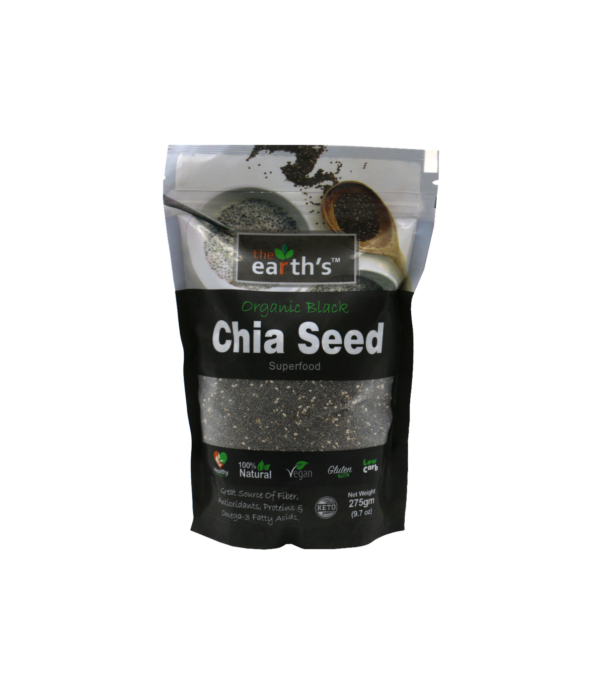 earths organic black chia seed 275g